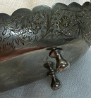 Vtg Silver-plated Footed Bowl Dish Handle Ornate Floral Etched Scallops Zy India