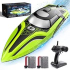 Deerc High Speed Rc Boat 20mph Led Self Righting Watercraft 30 Mins Play