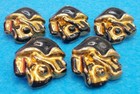 Vintage Mcm Ceramic Realistic Rose Buttons Black Gold Paint 1 3 8 Lot Of 5