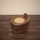 Vintage Wooden Wood Coaster Set Stacking Cork Hellerware Mid Century Modern 6 Pc