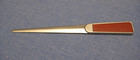 Nice Sturdy Brushed Silver Metal Letter Opener With Leather Inlay 7  Length Ex