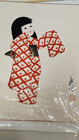 6 Japanese Oshie Washi Paper 3-d Quilt Fabric Art Young Girl In Kimonos 9 5 x11 