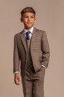 Cavani Boys Suit 3 Piece Brown Tweed Herringbone Age 8 Jacket Waistcoat Trousers