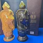 2 Vintage Old Crow Bourbon Whiskey Chessmen Knight Chess Horse Decanter 
