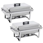 2 Pack 8qt Chafing Dish Food Warmer Stainless Steel Buffet Chafer W foldable Leg