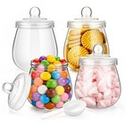 4pcs Candy Jars With Lids spoons Cookie Dispenser Snack 4 Pcs 16oz Clear