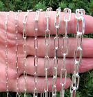 Solid 925 Sterling Silver Italian Paperclip Rectangle Chain Necklace Or Bracelet