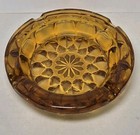 Vintage Starburst Amber Glass Ashtray 1960s   70s Glass