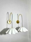 Vintage Mid-century Modern Italian Brass Wall Sconce Led Diabolo White Shade