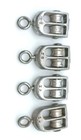 Lot Of 4 Vintage Small Cast Double Pulley Block And Tackle Boating Sailing Home