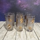 Vintage Libbey Frosted Gold Leaf 12 Oz Water Glasses Tumblers Set Of 6