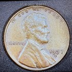 1957 D Strike Double Lincoln 2 Face Error Wheat Penny             