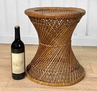 Vintage Coastal Boho Wicker   Rattan Round Plant Stand Table