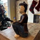 Antique Burmese asian Hand Carved Wood Painted Chinese