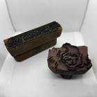 Two Vintage antique Hand Carved Wooden Textile Stamps