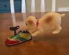 Vintage 40s 50s Celluloid Shoes Dog Wind Up Toy Made In Occupied Japan Works