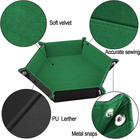 Double Sided Dice Tray  Folding Hexagon Pu Leather And Dark Green Velvet Dice Ho