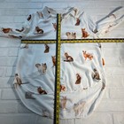 Jane   Delancey Blouse Top Womens Large Cats Button Up White Brown Roll Sleeve