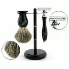 Shaving Set With Super Badger Brush  De Safety Razor   Stand  Best Gift For Men