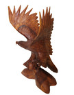 21  Tall Hand Carved Mahogany Wood American Eagle Sculpture Indian Cowboy Horse