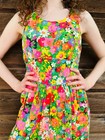 Xx Small    Vintage 1970 s Lounge Craft Bright Floral Jumpsuit