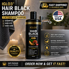 Hair Dye Shampoo 3in1 Black Dark Brown Gray Coverage Instant 500ml Men Women