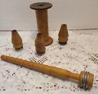 5 Antique Vintage Industrial Wooden Textile Thread Sewing  bobbin  Spool  Quill 