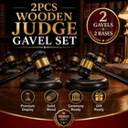 2pcs Wooden Judge Gavel Hammer Sound Block Base For Auction Court Meeting Office