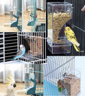 Automatic Bird Feeder Water Dispenser Set  Clear Seed Container For Cage  blue 