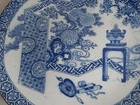 Large Antique Japanese   Chinese Blue   White Porcelain Charger Plate 18 