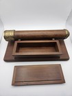 Vintage Wooden Kaleidoscope Brass Floral Ends On Wood Display Stand 