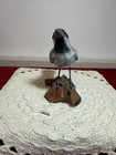 Vintage Hand Carved Bird Hand Painted Blue And Gray Unsigned