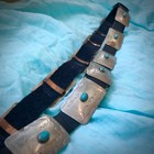 Antique Authentic Navajo Indian Leather  Silver  And Turquoise Belt