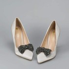2 Pcs Shining Rhinestone Crystal Bow Shoes Clips Women s High Heel Shoe Buckl   