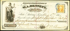 Tx San Antonio Texas W a  Bennett The Exchange Banking House Aug 5  1867 Check