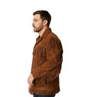 Men Brown Suede Western Fringe Jacket Cowboy Vintage Style Coat Boho Outerwear