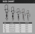 50pcs Fishing Rolling Swivels With Snaps Stainless Steel Lure Connectors - New