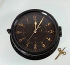 Chelsea Clock Co  Boston Navy Ship Clock Bakelite 7 75    Face Military Time W key