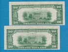 2- 20  1934-a  Green Seal New York   ba  Block Consecutive Choice Au Frn Pair