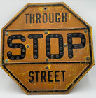 Vintage Cast Iron Through Street Stop Sign Cat Eye Reflectors 1920s   40s Original