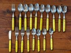 Vintage Mcm Melron Bistro Yellow Handle Stainless Steel Flatware 18 Pc France