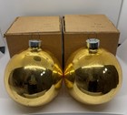 Shiny Brite 5 5    Jumbo Christmas Ornaments Gold Glass Store Display W boxes Pair