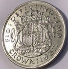 1937 Great Britain 1 Crown Silver Hg Error Extra Metal 9