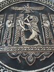 Vintage Persian Pewter And Copper Tray With Etched Men Eagle Design Wall Hanging