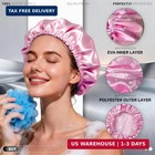 Smilco 2 Pack Shower Caps For Women  Reusable Waterproof Double Layer Bath Cap 