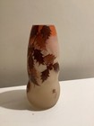 Antique French Ely Enameled Art Glass Vase  Art Nouveau  8 5   Signed 