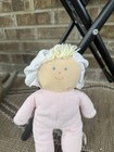 Vintage Eden Baby Doll Stuffed Blond Hair Blue Eyes Pink Terry Cloth 10   