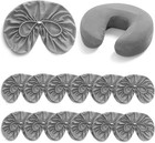 Fitted Face Cradle Covers 12 Pack Reusable Soft Massage Table Pillowcases Gray