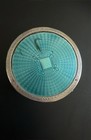 1924 Richard Hudnut Deauville Double Compact Art Deco Teal Guilloche Enamel Vtg 