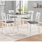 5-pc Counter Height Dining Set W  Square Wood Table   4 Chairs  Gray White